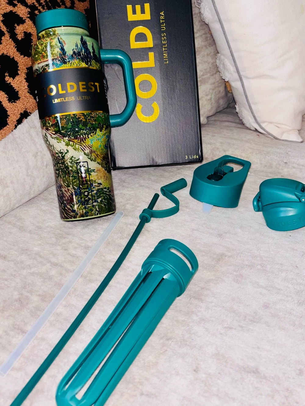 Coldest Limitless Ultra Insulated Travel Mug in Teal with Scenic Print - Picture 3 of 6